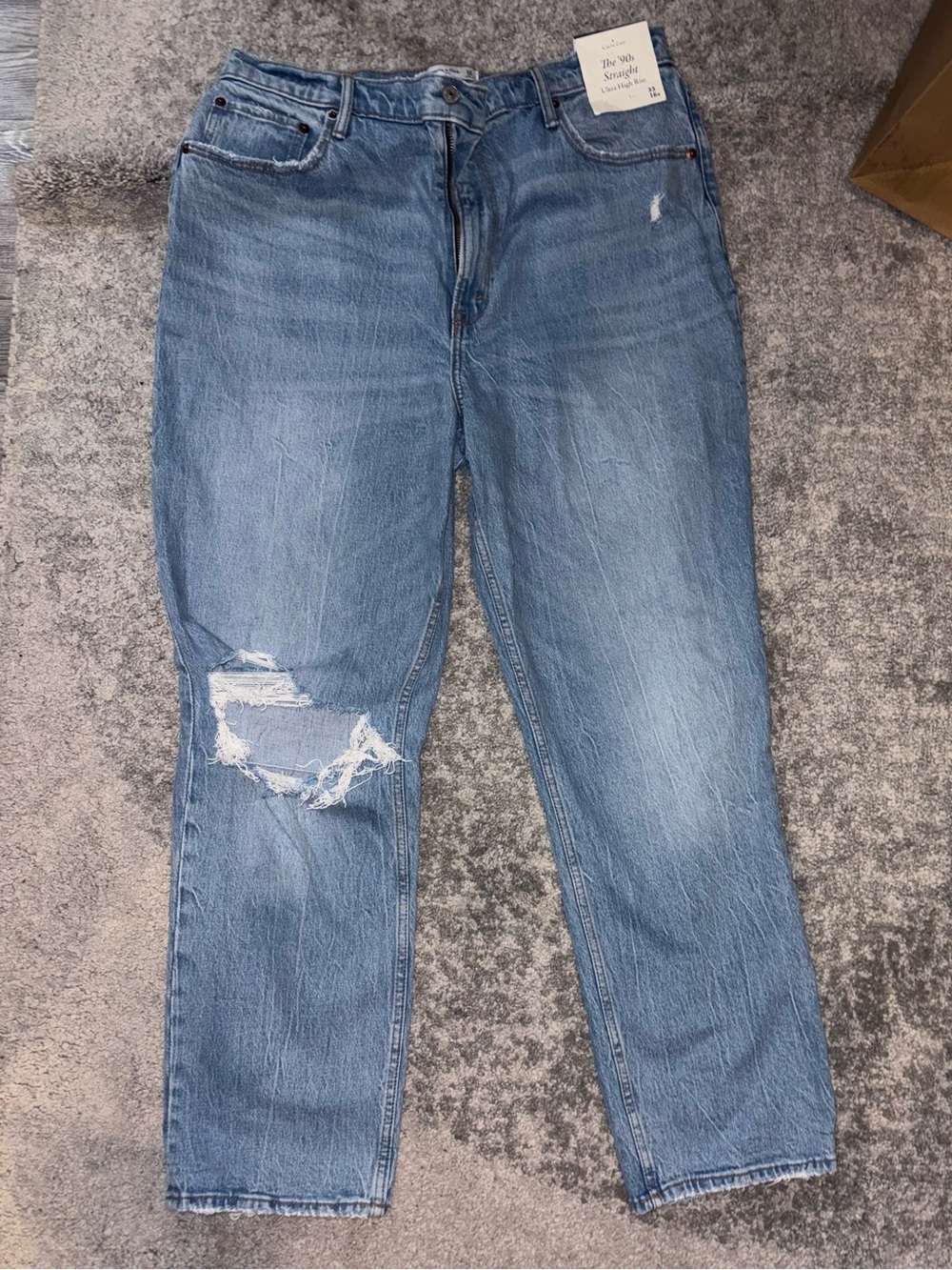 90s Straight Ultra High-rise Abercrombie & Fitch Light Distressed Jeans